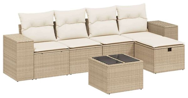 VidaXL Polyrattan Kerti Ülőgarnitúra - 6 részes - Bézs