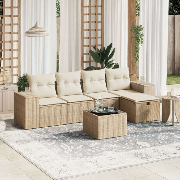 VidaXL Polyrattan Kerti Ülőgarnitúra - 6 részes - Bézs