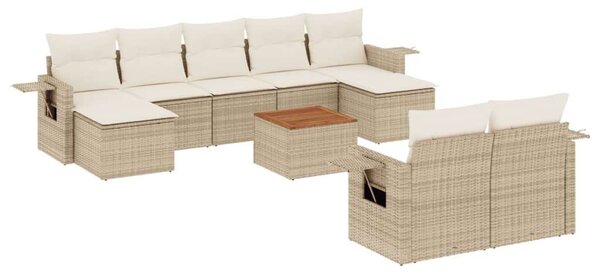 VidaXL Polyrattan Kerti Ülőgarnitúra - 10 részes - Bézs