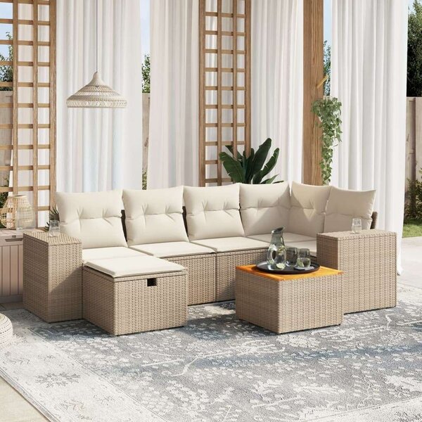 VidaXL Polyrattan Kerti Ülőgarnitúra - 7 részes - Bézs