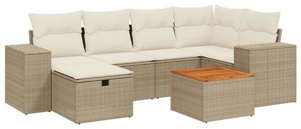 VidaXL Polyrattan Kerti Ülőgarnitúra - 7 részes - Bézs
