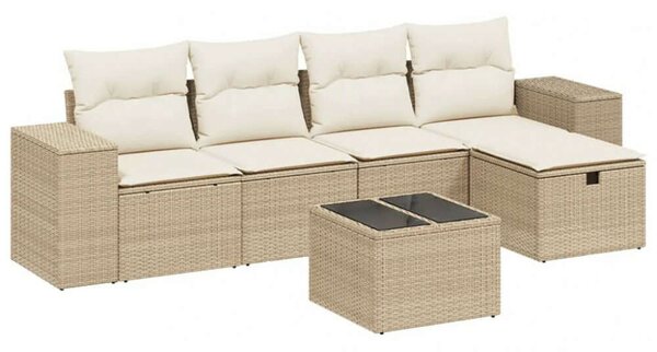 VidaXL Polyrattan Kerti Ülőgarnitúra - 6 részes - Bézs