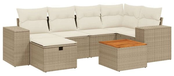 VidaXL Polyrattan Kerti Ülőgarnitúra - 7 részes - Bézs