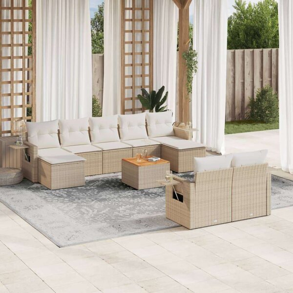 VidaXL Polyrattan Kerti Ülőgarnitúra - 10 részes - Bézs