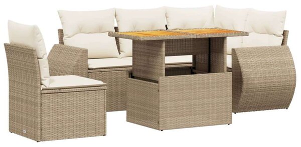 VidaXL Polyrattan Kerti Ülőgarnitúra - 6 részes - Bézs