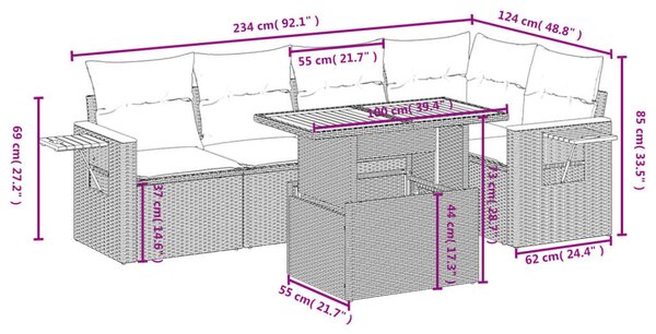VidaXL Polyrattan Kerti Ülőgarnitúra - 6 részes - Bézs