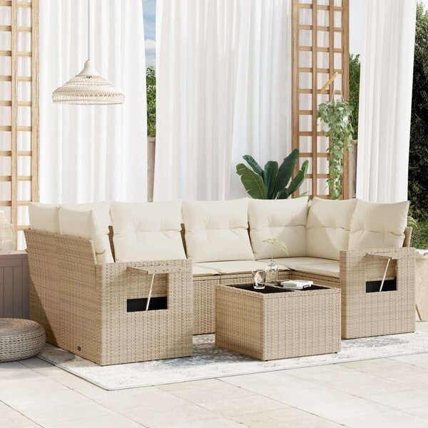 VidaXL Polyrattan Kerti Ülőgarnitúra - 7 részes - Bézs
