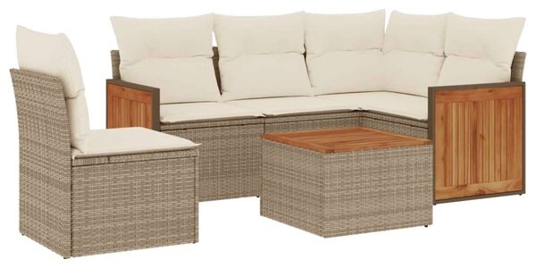 VidaXL Polyrattan Kerti Ülőgarnitúra - 6 részes - Bézs