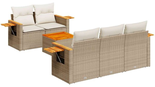 VidaXL Polyrattan Kerti Ülőgarnitúra - 6 részes - Bézs