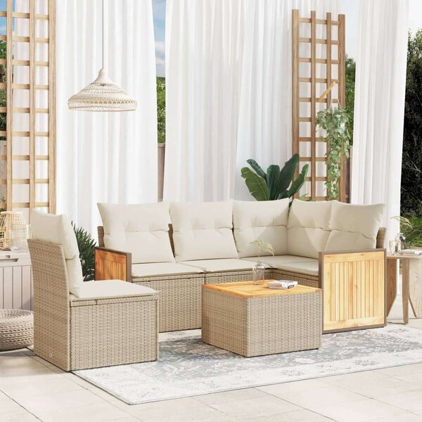 VidaXL Polyrattan Kerti Ülőgarnitúra - 6 részes - Bézs