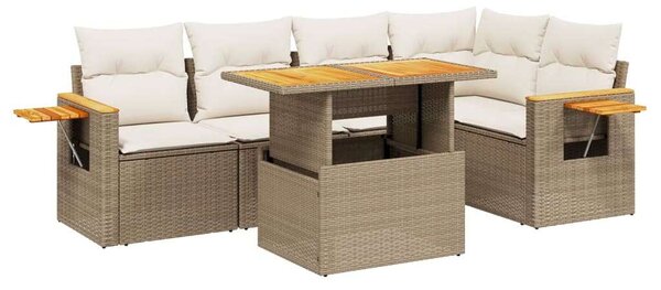 VidaXL Polyrattan Kerti Ülőgarnitúra - 6 részes - Bézs