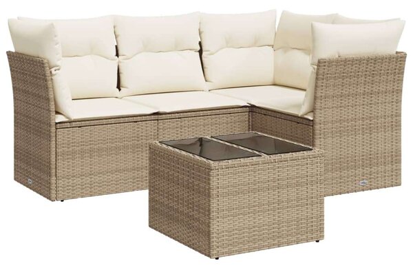 VidaXL 5 részes bézs polyrattan kerti ülőgarnitúra párnákkal