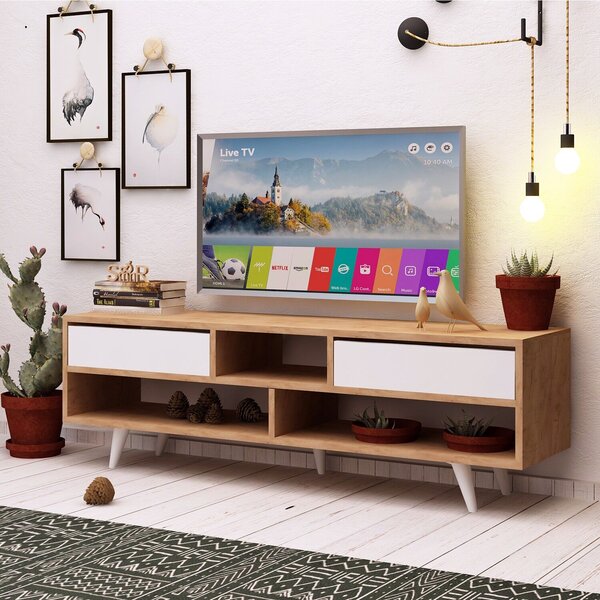 Hanah Home Glasgow TV állvány, tölgy/fehér