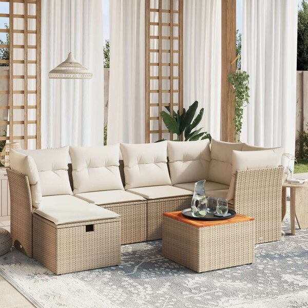 VidaXL Polyrattan Kerti Ülőgarnitúra - 7 részes - Bézs