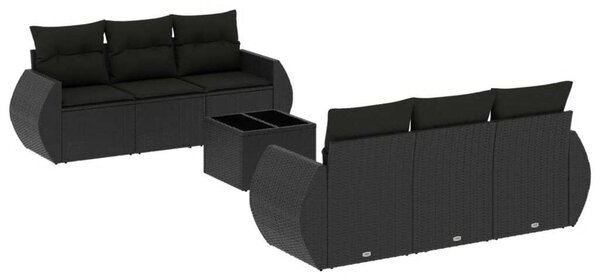 VidaXL Polyrattan Kerti Ülőgarnitúra - 7 részes - Fekete