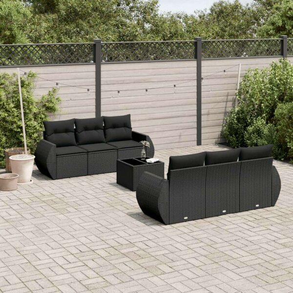 VidaXL Polyrattan Kerti Ülőgarnitúra - 7 részes - Fekete
