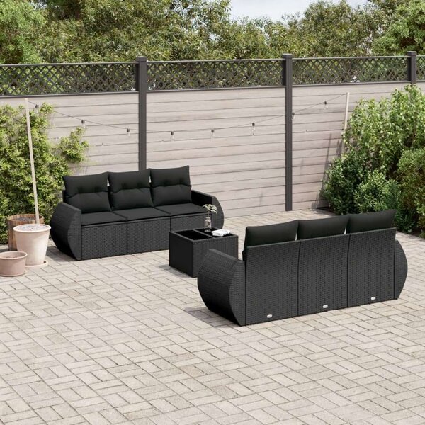 VidaXL Polyrattan Kerti Ülőgarnitúra - 7 részes - Fekete