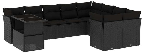 VidaXL Polyrattan Kerti Ülőgarnitúra - 10 részes - Fekete