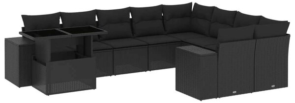 VidaXL Polyrattan Kerti Ülőgarnitúra - 10 részes - Fekete