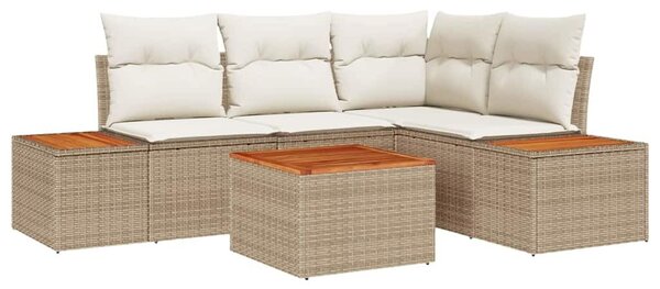 VidaXL Kerti Kanapé Szett párnával 5 pcs Bézs Poli rattan