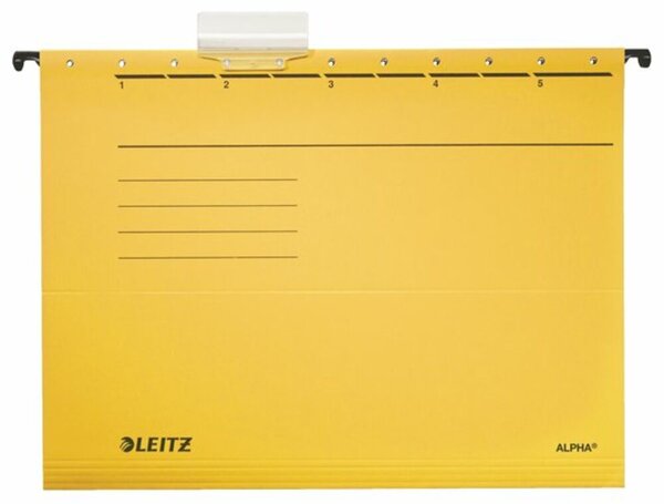 Függőmappa, karton, A4, LEITZ Alpha Standard, sárga (E19850015)
