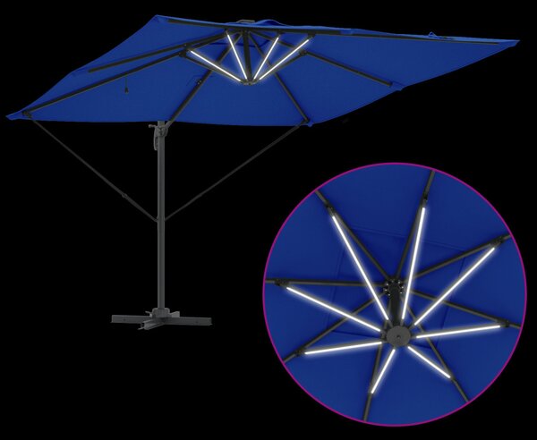 Cantilever Roma Napernyő LED lámpákkal, azúrkék – 286 x 285 x 270 cm, alumínium