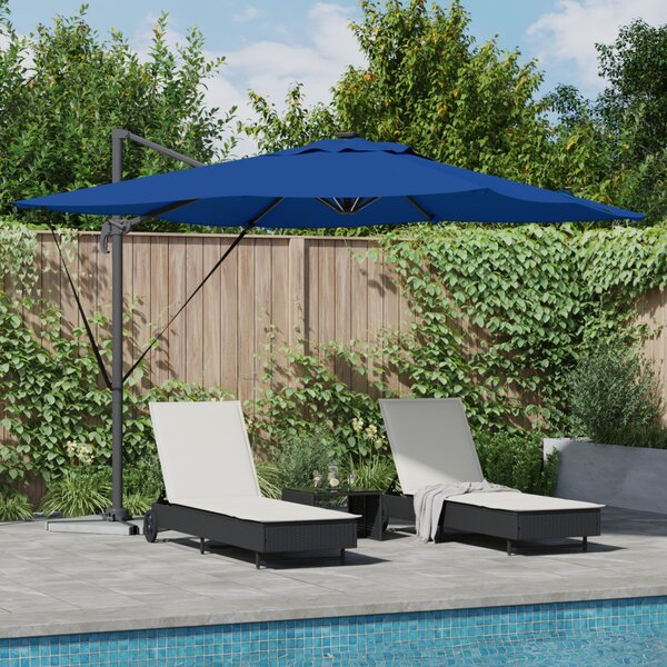 Cantilever Roma Napernyő LED lámpákkal, azúrkék – 286 x 285 x 270 cm, alumínium