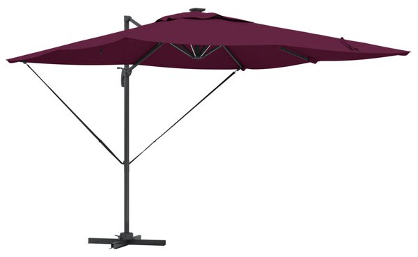 Napernyő LED -es lámpákkal Bordeaux piros 286 x 284 x 270 cm