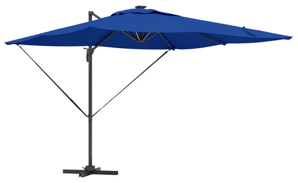 Cantilever Roma Napernyő LED lámpákkal, azúrkék – 286 x 285 x 270 cm, alumínium