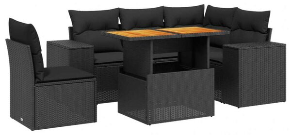 VidaXL Polyrattan Kerti Ülőgarnitúra - 6 részes - Fekete