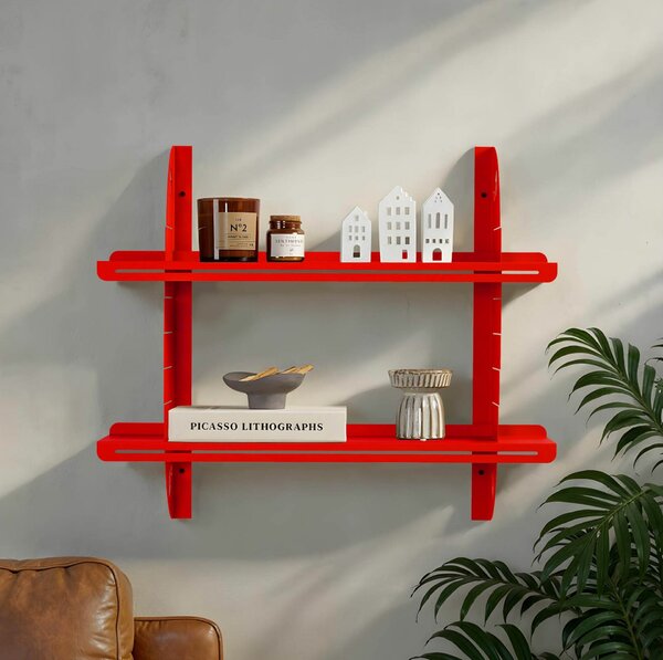 Hanah Home Dekoratív fém fali polc Piros Vlnt126R3020