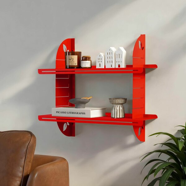 Hanah Home Dekoratív fém fali polc Piros Vlnt126R3020