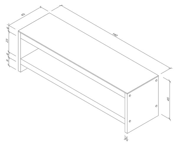 Hanah Home TV Stand Walnut TV301