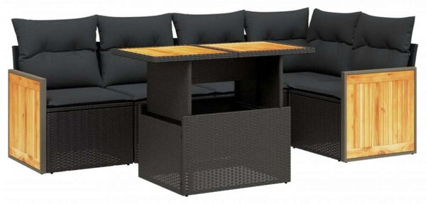 VidaXL Polyrattan Kerti Ülőgarnitúra - 6 részes - Fekete
