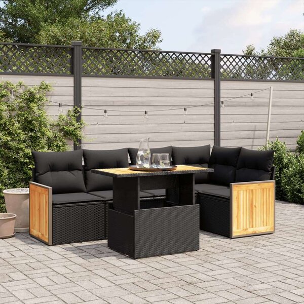 VidaXL Polyrattan Kerti Ülőgarnitúra - 6 részes - Fekete