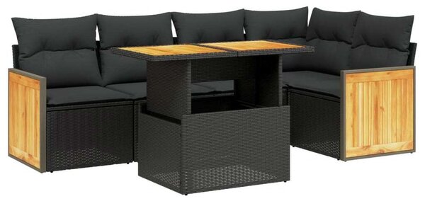 VidaXL Polyrattan Kerti Ülőgarnitúra - 6 részes - Fekete