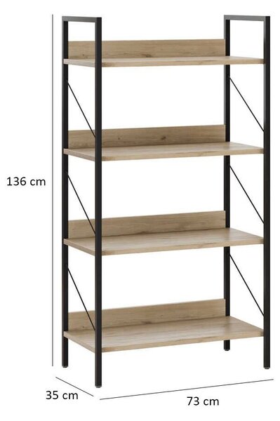 Hanah Home Tölgy Könyvespolc Ktp-840-Ff-1