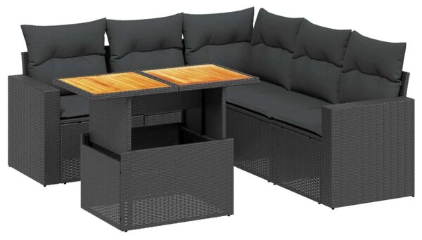VidaXL Polyrattan Kerti Ülőgarnitúra - 6 részes - Fekete