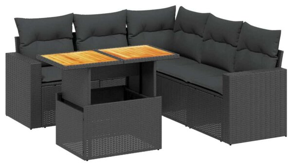 VidaXL Polyrattan Kerti Ülőgarnitúra - 6 részes - Fekete