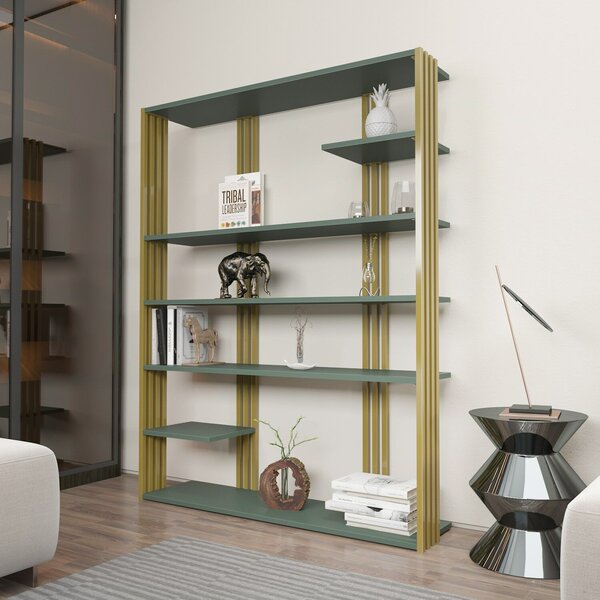 Hanah Home könyvespolc Green Gold Jenny - zöld, arany