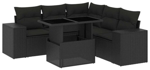 VidaXL Polyrattan Kerti Ülőgarnitúra - 6 részes - Fekete