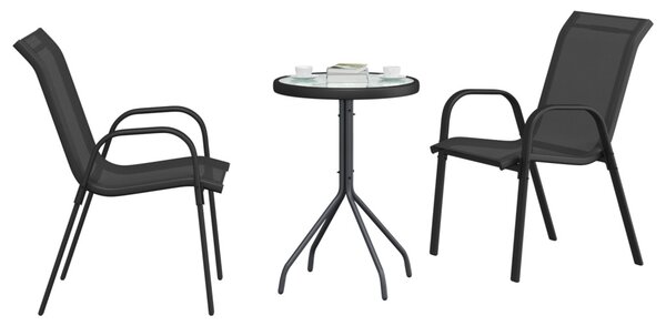 Kert Bistro Készlet 3 db Fekete Acél