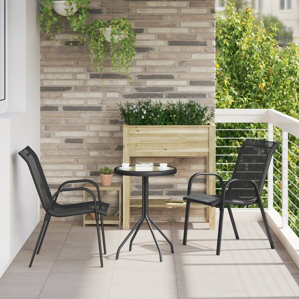 Kert Bistro Készlet 3 db Fekete Acél