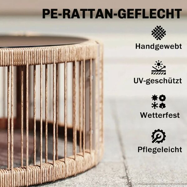 Kerti bútor szett 4 darabos, polyrattan ülőgarnitúra kétszemélyes ülőgarnitúrával