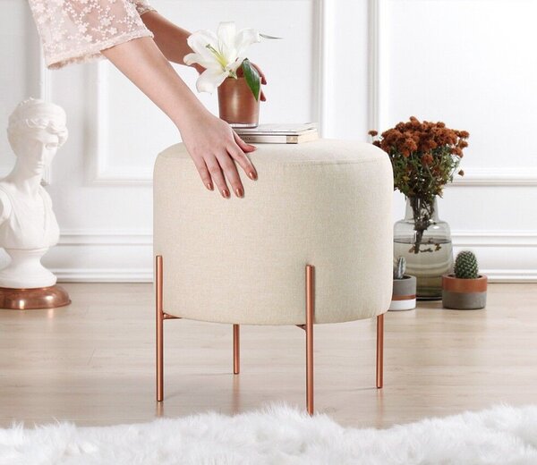 Atelier Del Sofa Puff krém-réz 46 - Krém