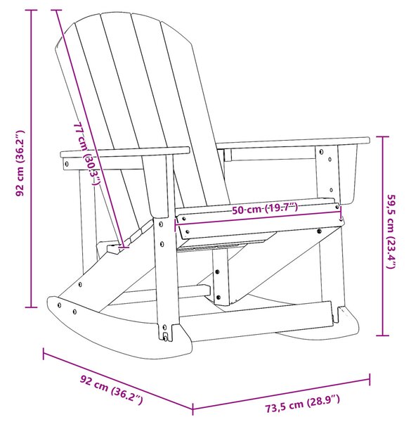 Tengerészkék Adirondack hintaszék 73.5x92x90 cm HDPE