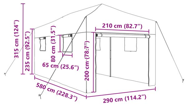 Összecsukható Üvegház – Zöld, 580 x 290 x 315 cm, Acél