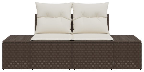 Kerti kanapé párnával Barna 184 x 62 x 69 cm polirattan