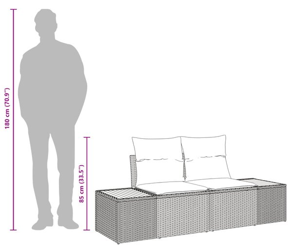 Kerti kanapé Bézs 184 x 62 x 85cm polirattan