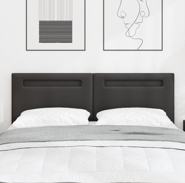 LED ágytámla Fekete 144 cm Műbőr